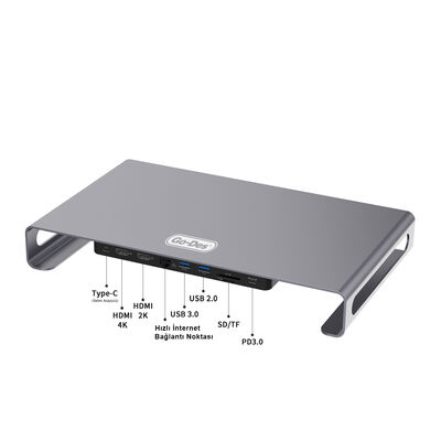 Go Des GD-9126 Hub Destekli Laptop Standı Docking Station Stand - 3