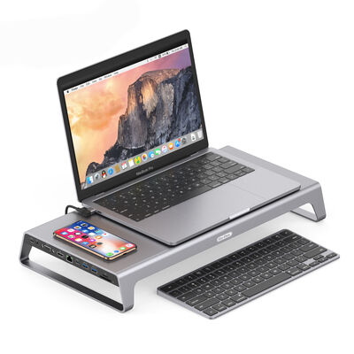 Go Des GD-9128 Hub ve Kablosuz Şarj Destekli Laptop Standı Docking Station Stand - 2