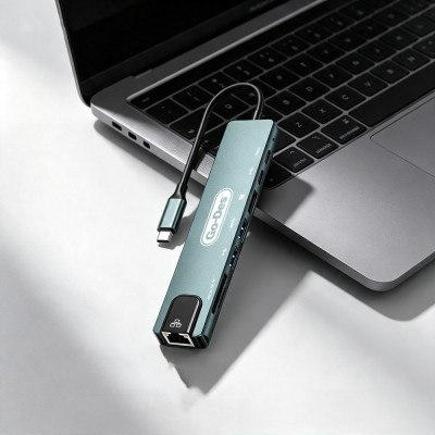 Go Des GD-9230 Type-C Bağlantılı 8in1 USB3.0 + PD + Hdmi 4K Ultra HD + RJ45 + SD/TF Bağlantılı Hub Adaptör - 4