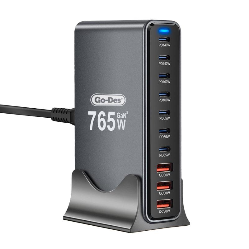Go Des GD-B963 GaN Technology 10-Port Desktop Charging Station 765W - 1