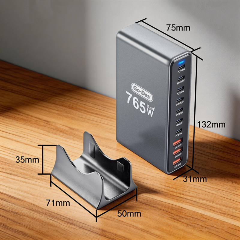 Go Des GD-B963 GaN Teknolojili 10 Portlu Masaüstü Şarj İstasyonu 765W - 5