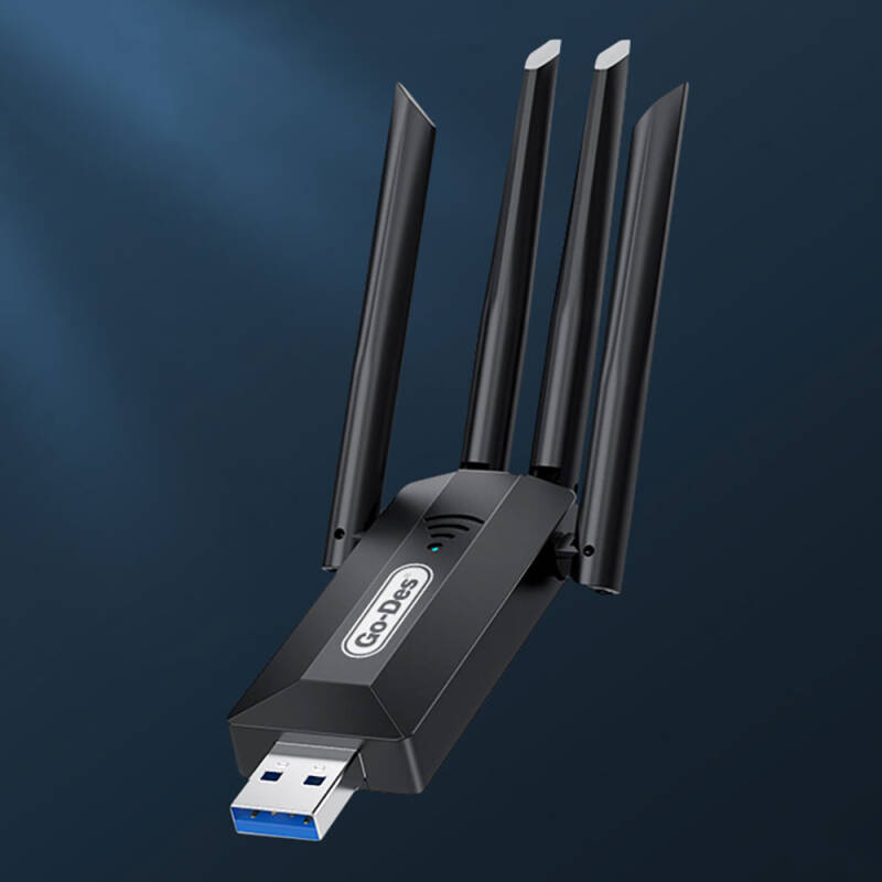 Go Des GD-BT318 Çift Bantlı 1200m 300Mbps 4 Antenli Kablosuz İnternet Sağlayıcı USB WiFi Adaptör - 7