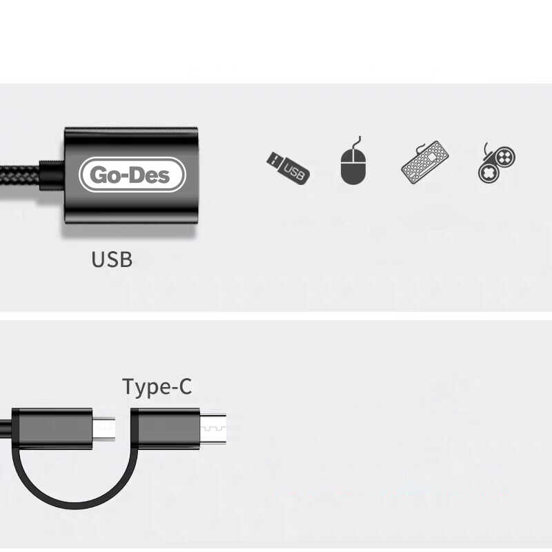 Go Des GD-CT033 2 in 1 Micro - Type-C Otg - 2