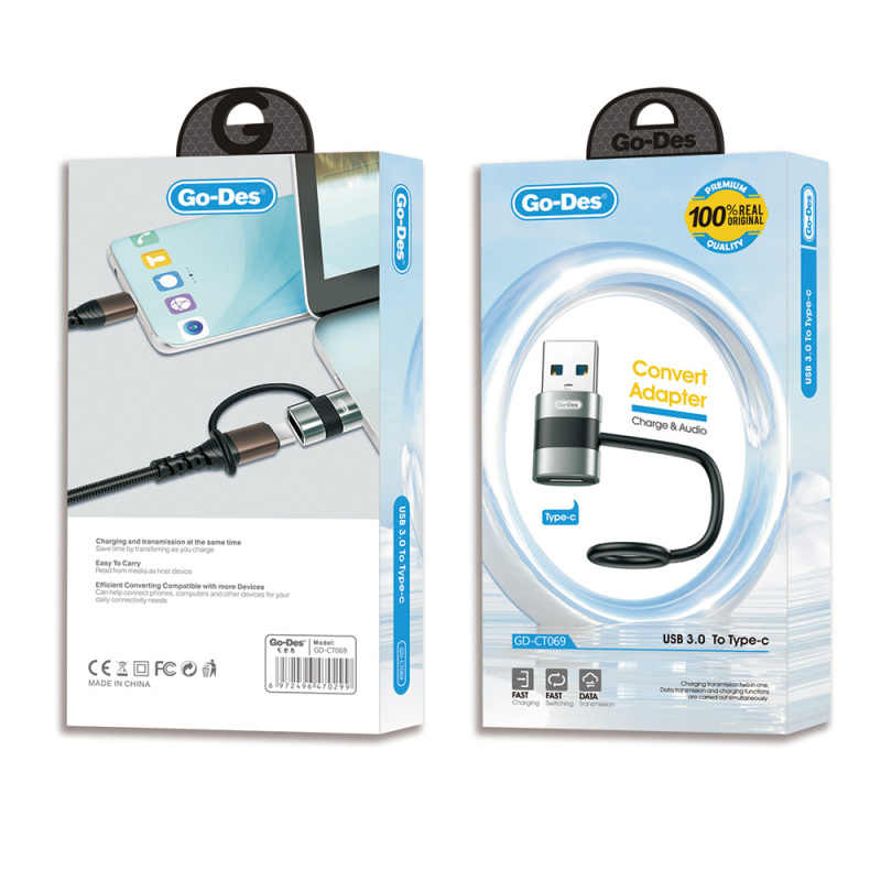 Go-Des GD-CT069 USB 3.0 to Type-C Data Ve Hızlı Şarj Adaptörü - 3