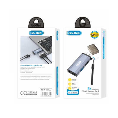 Go Des GD-CT085 Type-C 4-in-1 HDTV Audio and Video Adapter USB3.0/HDMI/3.5mm/4K Ultra HD 60Hz - 7