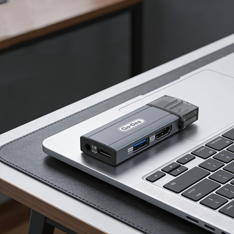 Go Des GD-CT085 Type-C 4-in-1 HDTV Audio and Video Adapter USB3.0/HDMI/3.5mm/4K Ultra HD 60Hz - 4