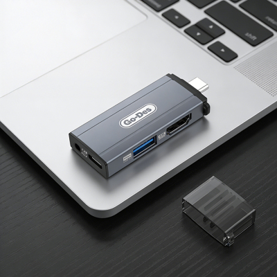 Go Des GD-CT085 Type-C Bağlantılı 4in1 HDTV Ses ve Video Adaptörü USB3.0/Hdmi/3.5mm/4K Ultra HD 60hz - 2