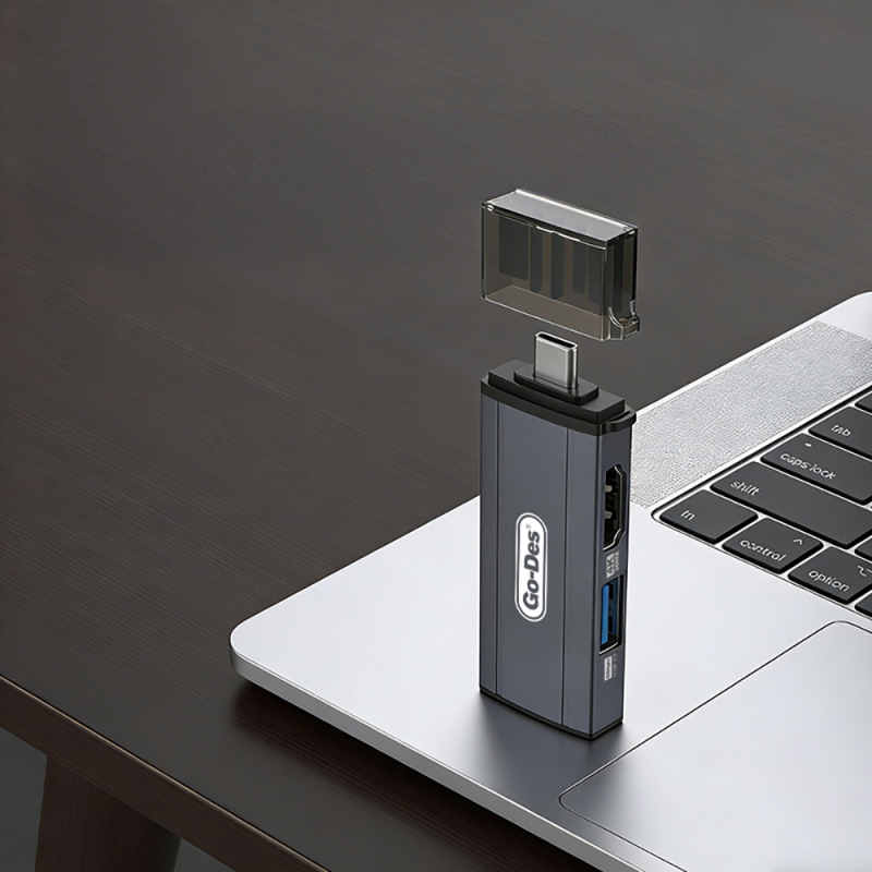 Go Des GD-CT085 Type-C Bağlantılı 4in1 HDTV Ses ve Video Adaptörü USB3.0/Hdmi/3.5mm/4K Ultra HD 60hz - 5