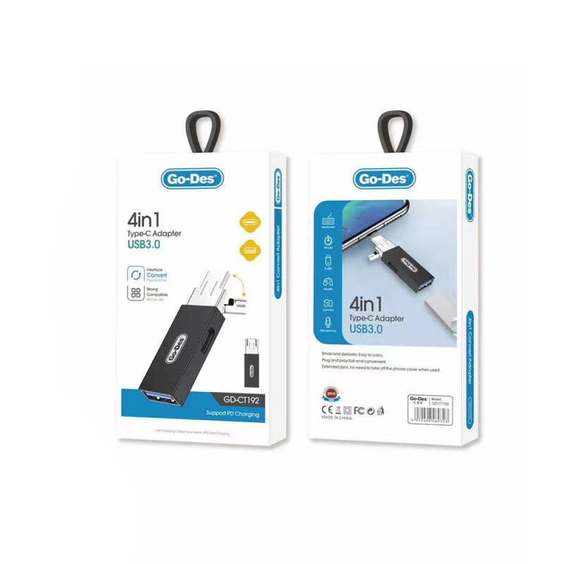 Go Des GD-CT192 USB-A to Type-C and Type-C to USB-A 4in1 OTG Converter Adapter - 2