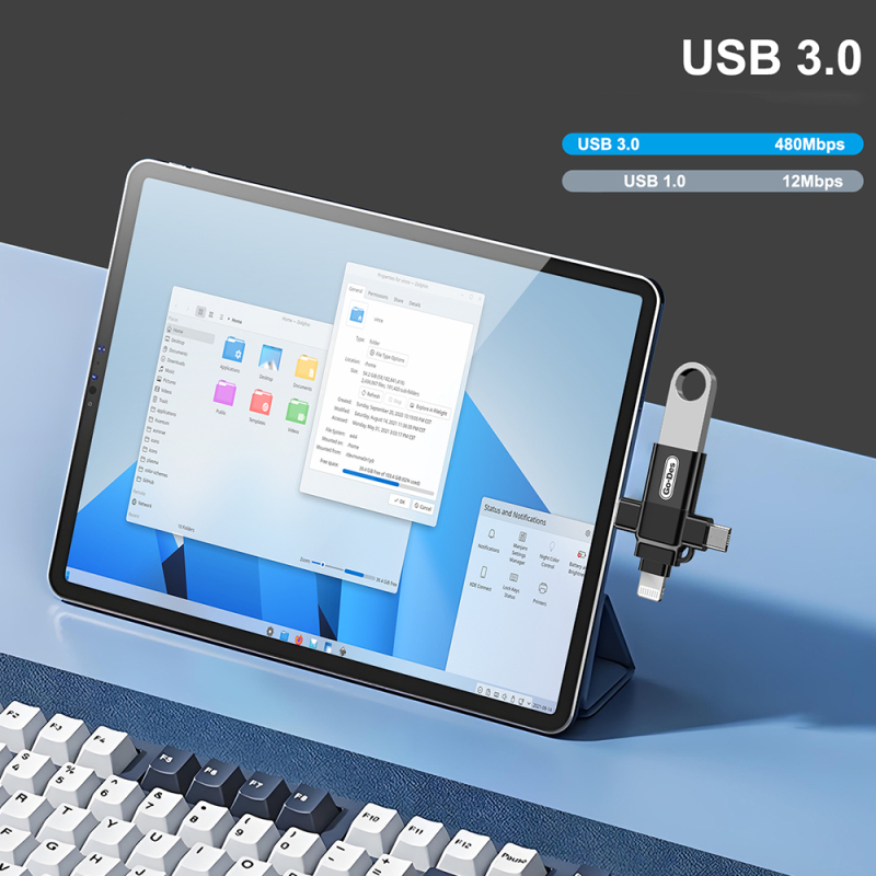 Go Des GD-CT196 4-in-1 Type-C+Lightning+Micro+USB3.0 OTG Converter Adapter - 6