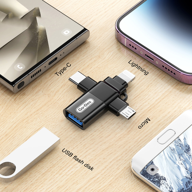 Go Des GD-CT196 4-in-1 Type-C+Lightning+Micro+USB3.0 OTG Converter Adapter - 7