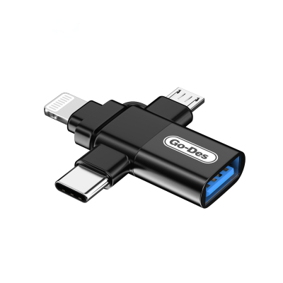 Go Des GD-CT196 4in1 Type-C+Lightning+Micro+USB3.0 OTG Dönüştürücü Adaptör - 1