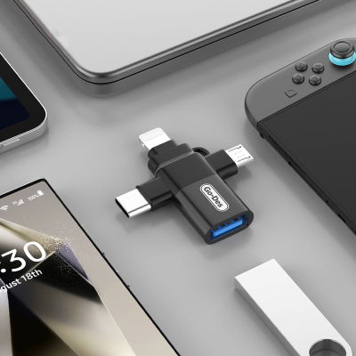 Go Des GD-CT196 4in1 Type-C+Lightning+Micro+USB3.0 OTG Dönüştürücü Adaptör - 8