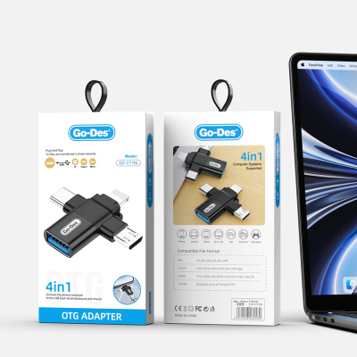 Go Des GD-CT196 4in1 Type-C+Lightning+Micro+USB3.0 OTG Dönüştürücü Adaptör - 10