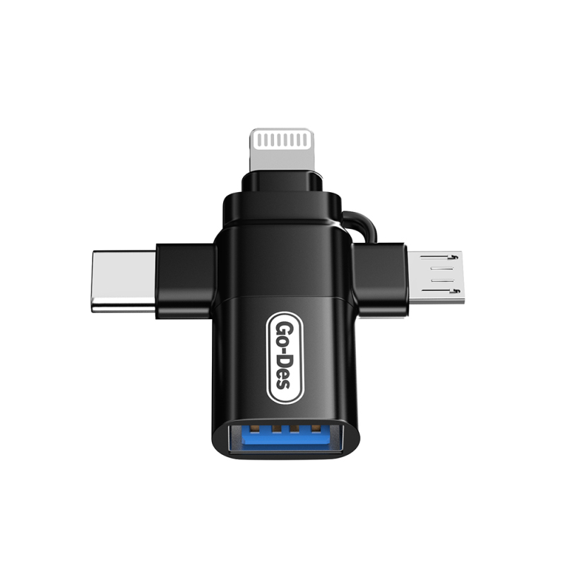 Go Des GD-CT196 4in1 Type-C+Lightning+Micro+USB3.0 OTG Dönüştürücü Adaptör - 2