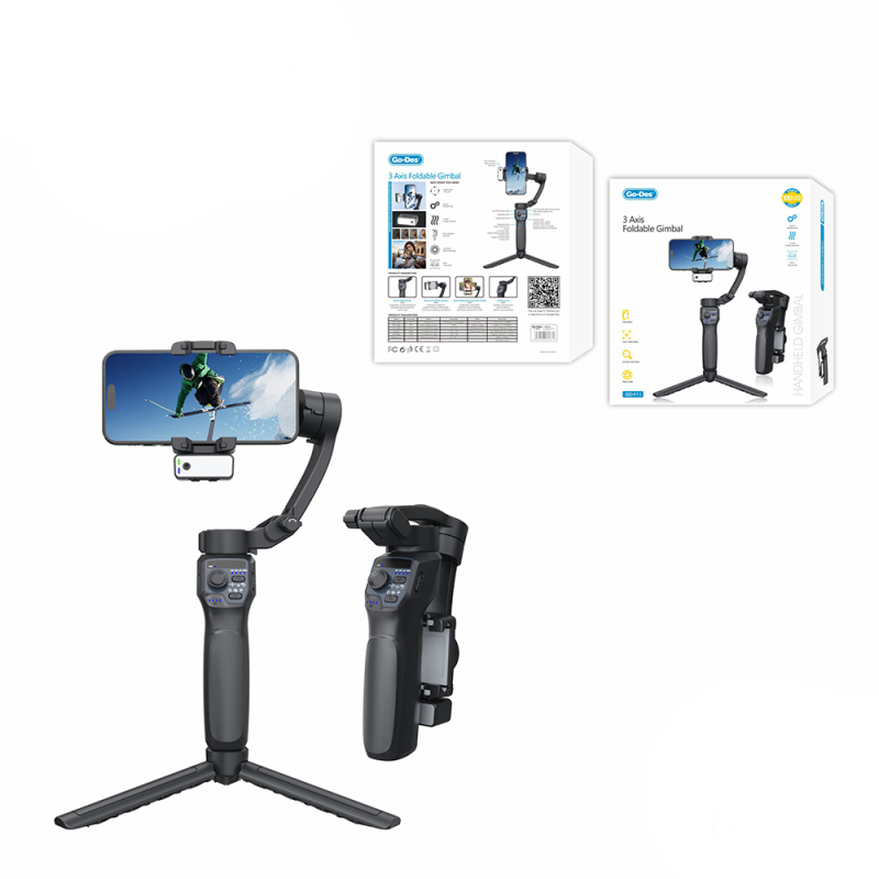 Go Des GD-F11 3 Eksenli El Tipi Yüz Tanıma Takip Özellikli Led Işıklandırma Aparatlı Gimbal Stabilizatör - 4