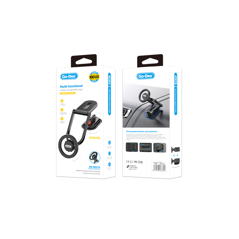 Go Des GD-HD275 Magnetik M-safe Uyumlu 360 Derece Dönebilen Düz Zemin Araç Telefon Tutucu - 6