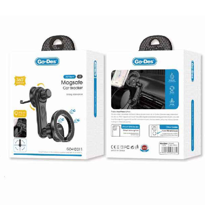 Go Des GD-HD311 Magsafe Magnetic 360 Degree Rotatable Bracket and Head Phone Holder Ventilation Design - 3