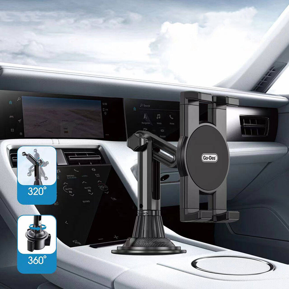 Go Des GD-HD313 Araç İçi Telefon Tutucu 360 Oynar Başlıklı Bardaklık Tipi  Tutucu Araç Tutucular & Masa Üstü Tutucular