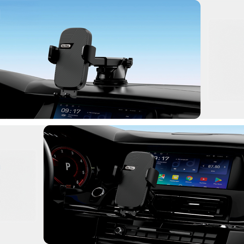 Go Des GD-HD357 2-in-1 Car Phone Holder with Air Vent and Suction Cup Design - 2