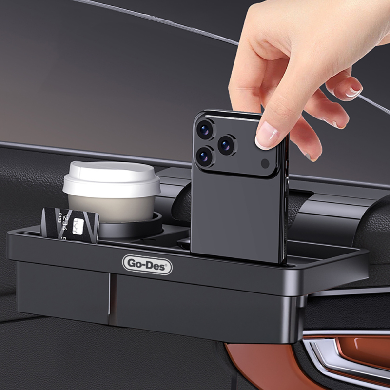Go Des GD-HD569 4-in-1 Car Multipurpose Console with Cup Holder and Phone Compartment - 5