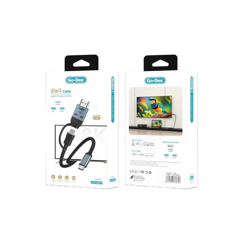 Go Des GD-HM825 8K Görüntü Kalitesi 2in1 Type-C to HDMI Adaptör 2M - 3