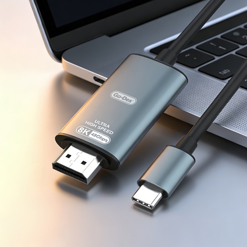 Go Des GD-HM832 8K Görüntü Kalitesi Type-C to HDMI Kablo 1.8M - 3