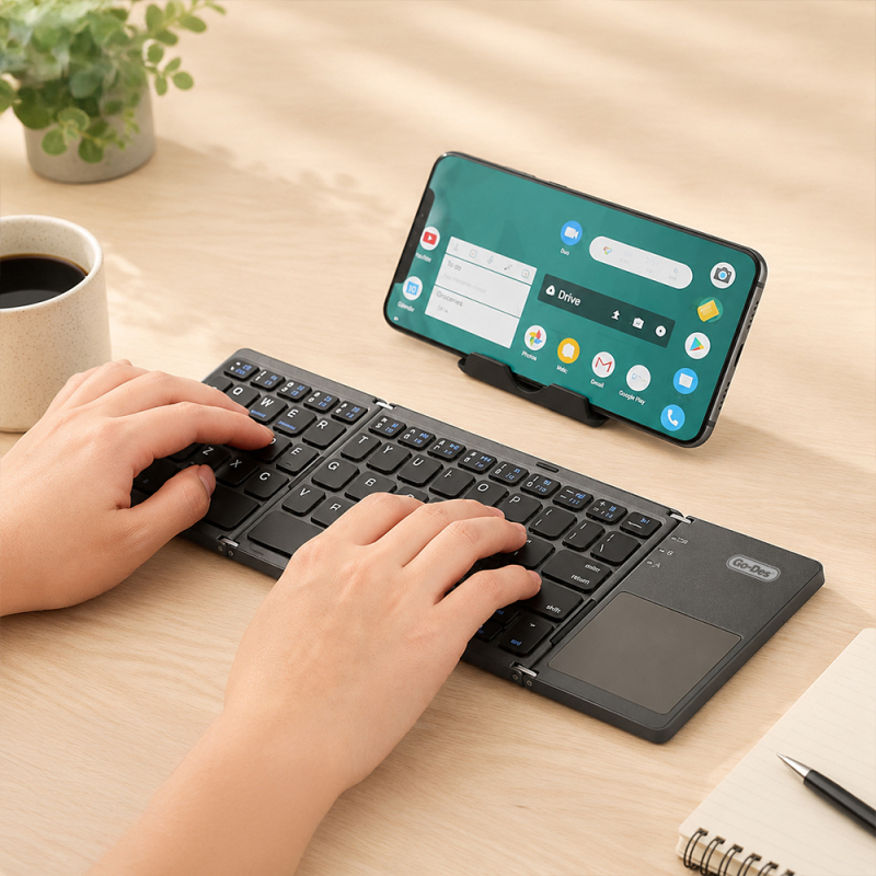Go Des GD-KB328 Sessiz Tuş Tasarımlı Touch Pad Özellikli Katlanabilir Bluetooth Bağlantılı Kablosuz Klavye - 6