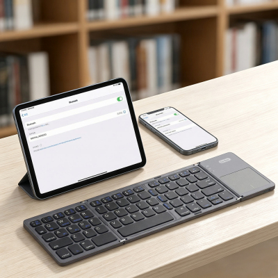 Go Des GD-KB328 Sessiz Tuş Tasarımlı Touch Pad Özellikli Katlanabilir Bluetooth Bağlantılı Kablosuz Klavye - 7
