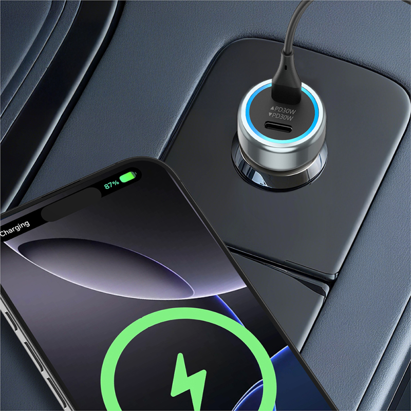 Go Des GD-QC2208 30W Fast Charging LED Illuminated Car Charger Head - 3