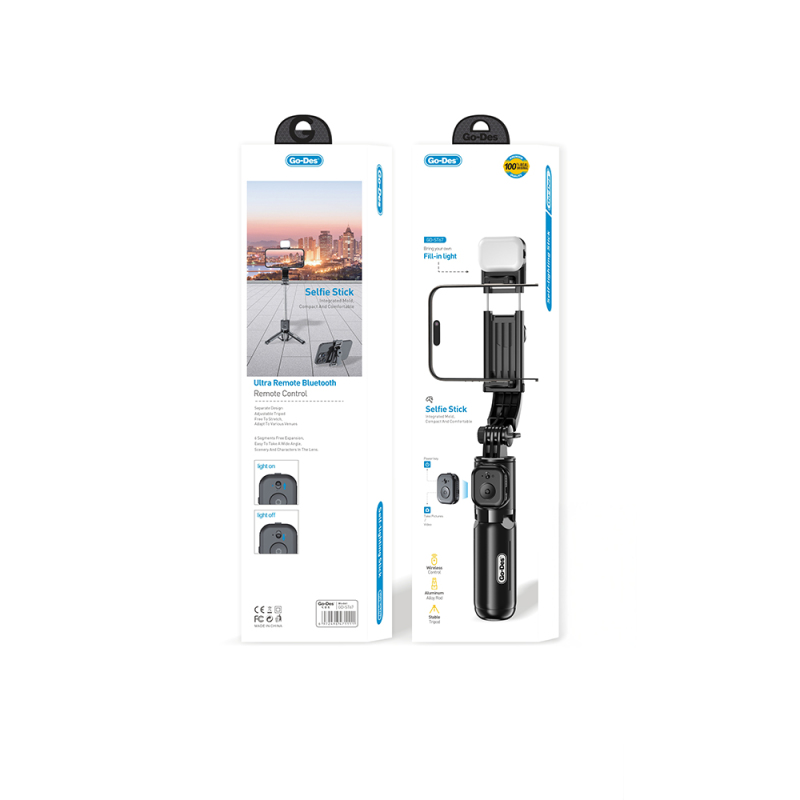 Go Des GD-ST67 Canlı Yayın Dolgu Işıklı Kumandalı 360 Derece Dönebilen Selfie Çubuğu ve Tripod - 4