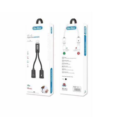 Go Des GD-UC011 Lightning 2in1 Charging and Audio Cable - 2