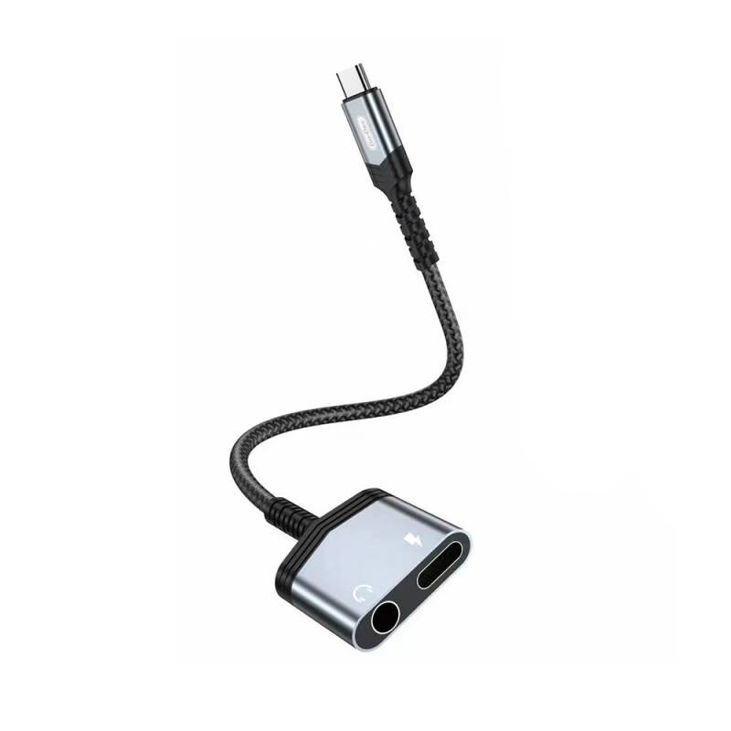 Go-Des GD-UC072 Type-C 2in1 Charging and Audio Adapter with 3.5mm Jack Input - 2