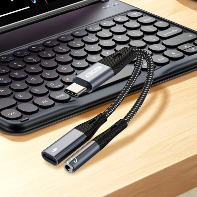 Go Des GD-UC162 3.5mm Jack Input Type-C 2in1 Charging and Audio Cable - 3
