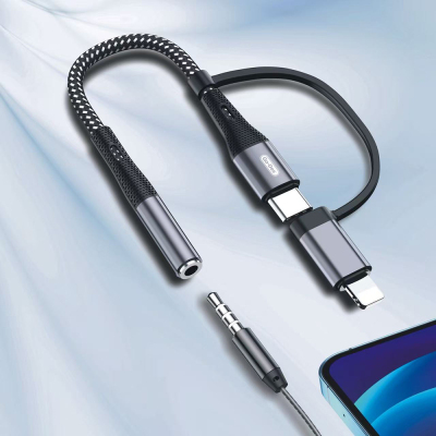 Go-Des GD-UC173 3.5mm Jack Girişli Type-C ve Lightning 2in1 Ses Kablosu - 3