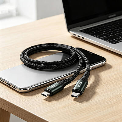 Go Des GD-UC575 Type-C to Type-C PD Örgü Tasarımlı Hızlı Şarj Özellikli Data ve Şarj Kablosu 40W 3M - 5
