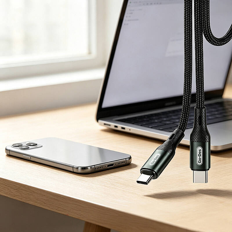 Go Des GD-UC575 Type-C to Type-C PD Örgü Tasarımlı Hızlı Şarj Özellikli Data ve Şarj Kablosu 40W 3M - 6