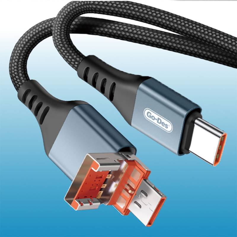 Go Des GD-UC593 Bionic Terminal Design PD65W Type-C to Type-C & USB-A to Type-C Cable - 5
