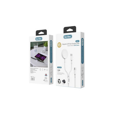Go Des GD-UC603 2in1 Magnetik Wireless Type-C PD Hızlı Şarj Kablosu 65W 1.2M - 5