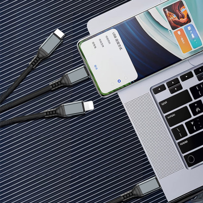 Go-Des GD-UC617 3in1 Type-C to Lightning – Type-C – Type-C Ultra Fast PD Charging Cable 100W 1.2M - 5
