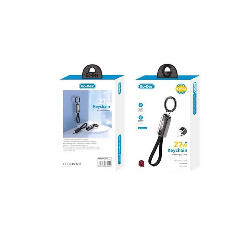 Go-Des GD-UC683 Type-C to Lightning Hızlı Şarj Özellikli Anahtarlık Data ve Şarj Kablosu 27W - 4