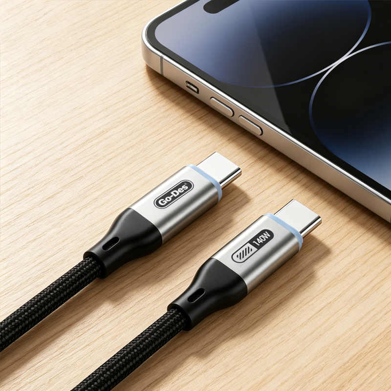 Go Des GD-UC685 Type-C to Type-C Braided Fast Charging Data and Charging Cable 140W 1.8M - 3