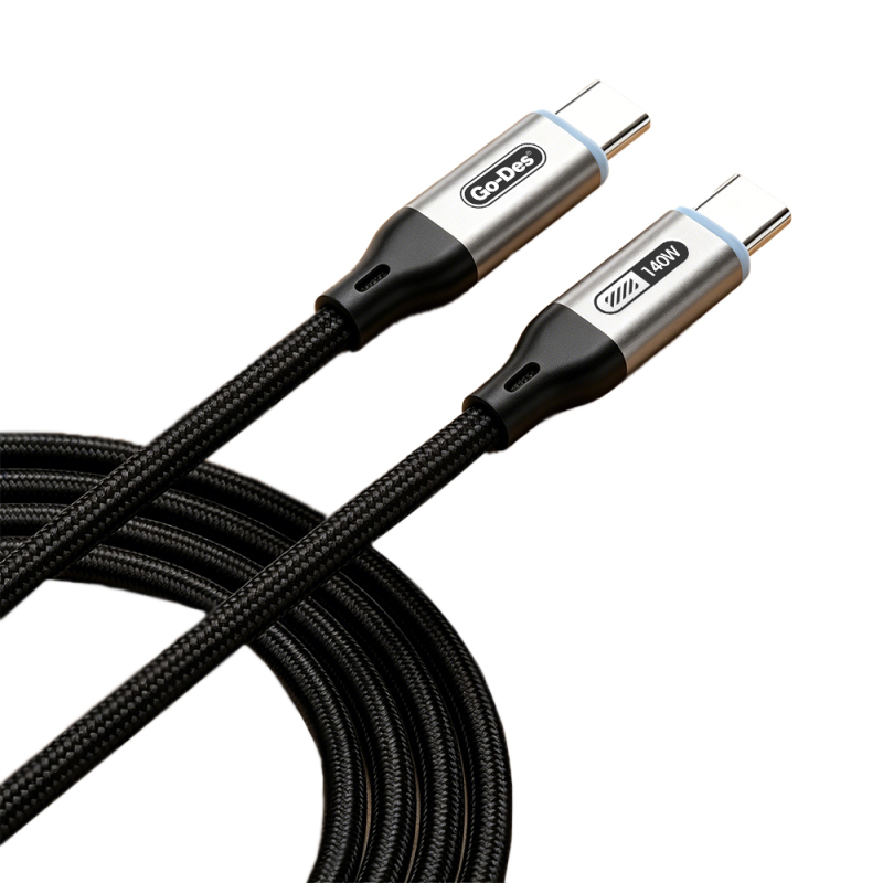 Go Des GD-UC685 Type-C to Type-C Örgü Tasarımlı Hızlı Şarj Özellikli Data ve Şarj Kablosu 140W 1.8M - 1