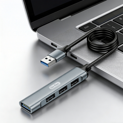 Go Des GD-UC701S 4-in-1 Hub with USB3.0 + USB2.0 + USB1.1 + USB-A Connections - 3