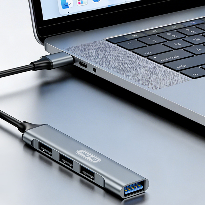 Go Des GD-UC701S 4-in-1 Hub with USB3.0 + USB2.0 + USB1.1 + USB-A Connections - 4