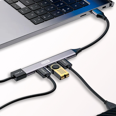 Go Des GD-UC701S 4-in-1 Hub with USB3.0 + USB2.0 + USB1.1 + USB-A Connections - 7