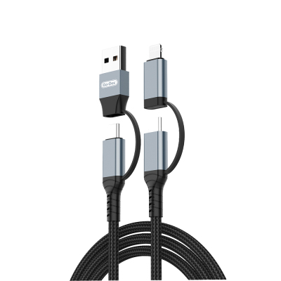 Go Des GD-UC809 4in1 PD Çoklu USB-A + Type-C to Type-C + Lightning Şarj ve Data Kablosu 100W 120cm - 1