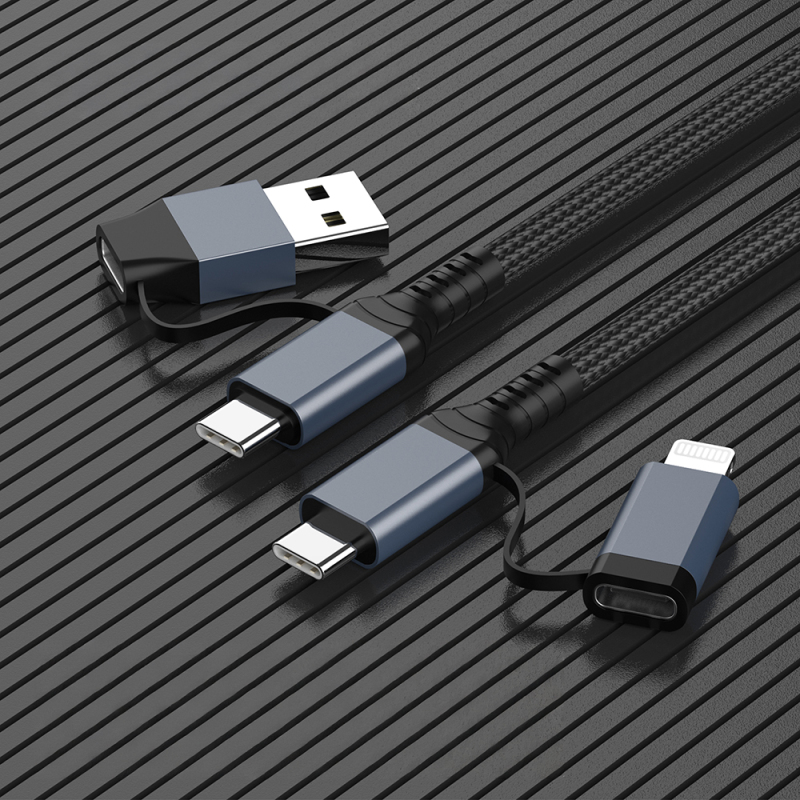 Go Des GD-UC809 4in1 PD Çoklu USB-A + Type-C to Type-C + Lightning Şarj ve Data Kablosu 100W 120cm - 3