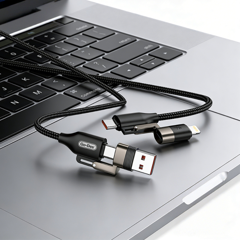 Go Des GD-UC831 4-in-1 PD Multi-USB-A + Type-C to Type-C + Lightning Charging and Data Cable 65W 1.2M - 3
