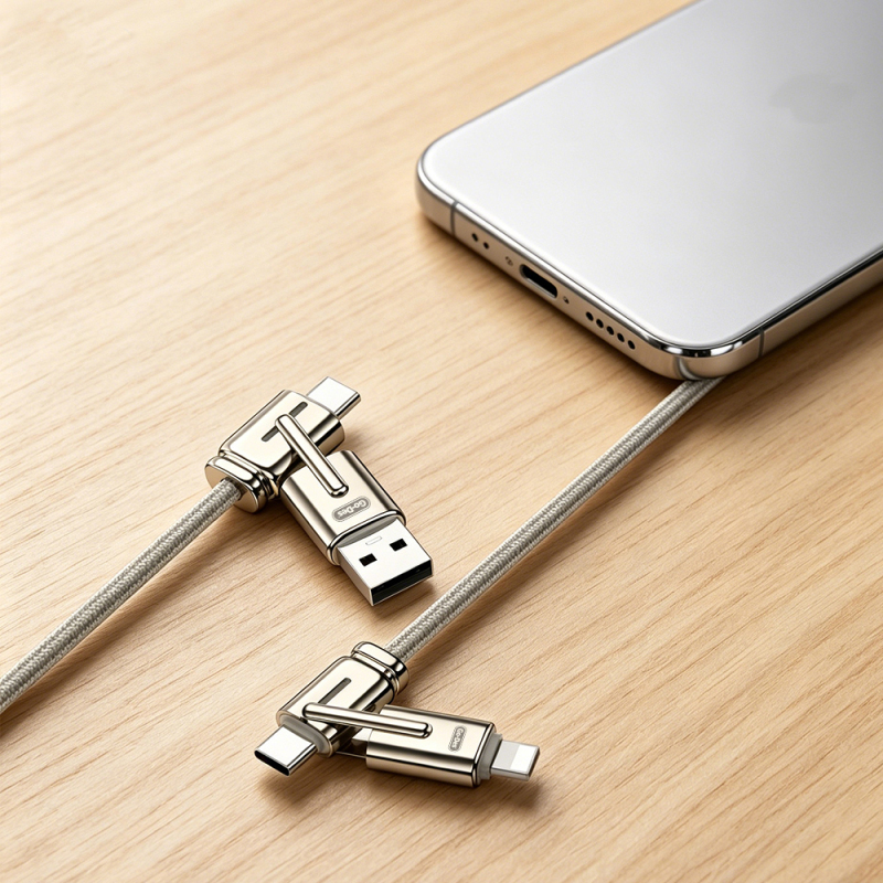 Go Des GD-UC832 4-in-1 PD Multi-USB-A + Type-C to Type-C + Lightning Charging and Data Cable - 4
